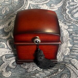 Bombay Cherry Wood Trinket Box with Black Tassel